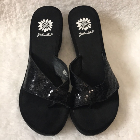 yellow box wedges shoes